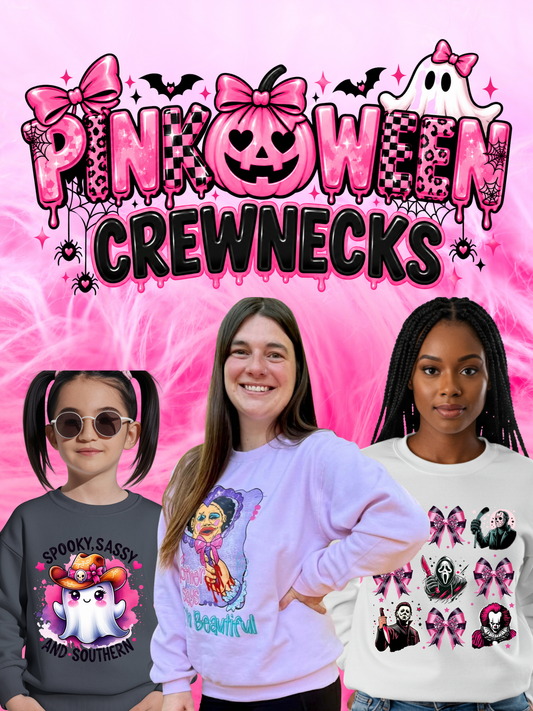CREWNECK SWEATSHIRTS- Pink-O-Ween